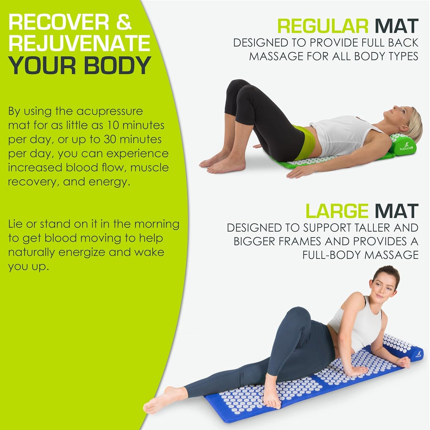 ProsourceFit Acupressure Mat and Pillow Set for Back/Neck Pain Relief and Muscle Relaxation