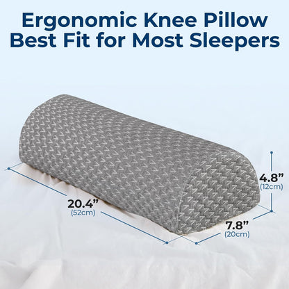 5 STARS UNITED Knee Pillow for Back Sleeping – Half Moon Bolster Pillow for Legs, Under Knee Pillow for Sleeping on Back, Memory Foam Leg Pillow for Back Pain, Gray