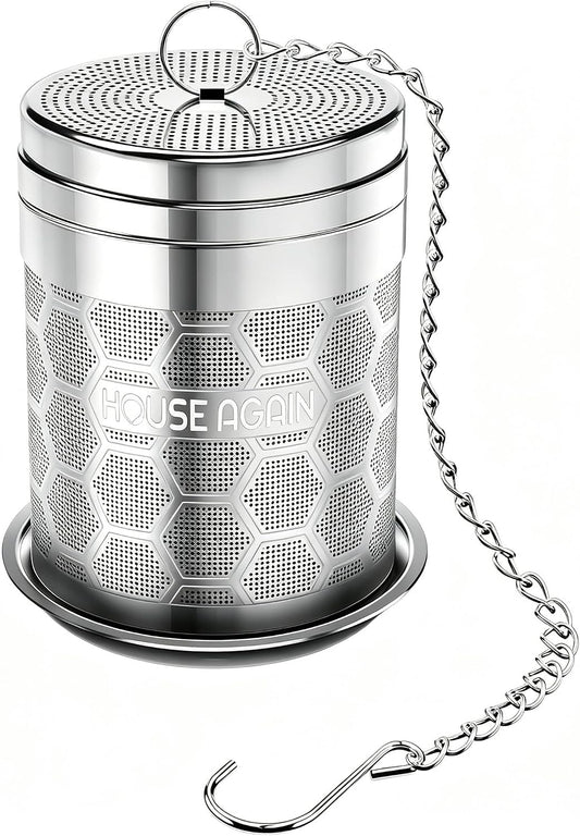 House Again Large Tea Infusers, Extra Fine Mesh Tea Strainers for Loose Tea, Slim Threaded Lid & 304 Stainless Steel, Filter Bags Diffusers, Loose Leaf Tea Steeper for Brew Tea Spices & Seasonings