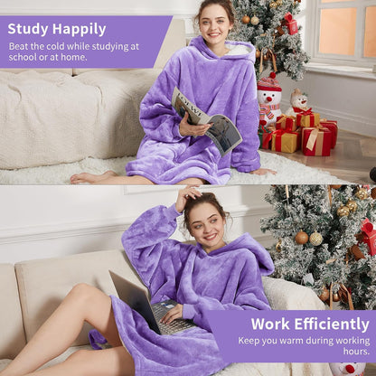 Aemilas Wearable Blanket Hoodie - Warm Sherpa Blanket Sweatshirt as Gifts for Adult Women Mom Men, One Size Fits All