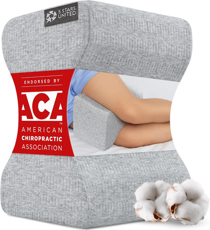 5 STARS UNITED Knee Pillow for Side Sleepers - Hip Pain Relief, Memory Foam Leg Cushion for Side Sleeping - Between Legs Pillow for Sciatica & Lower Back Pain, White
