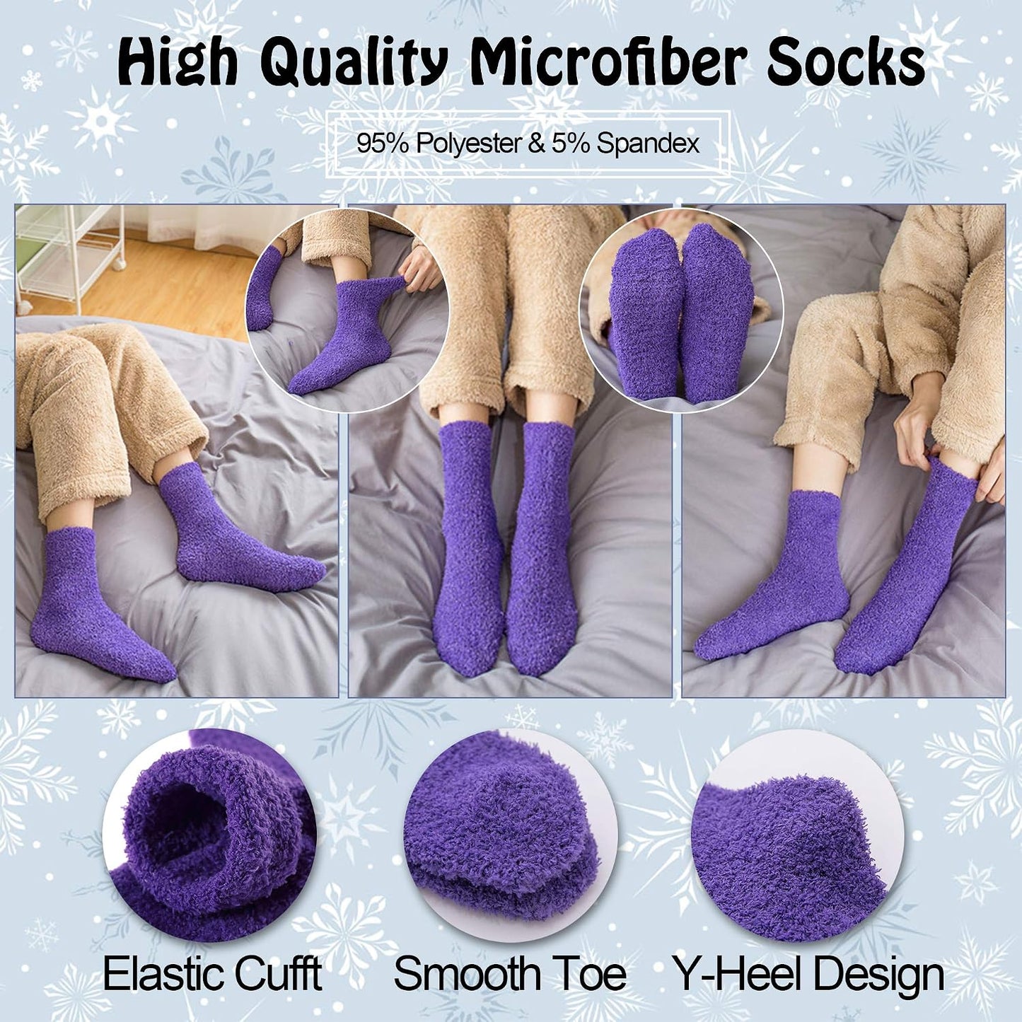 LANLEO 5/6 Pairs Womens Super Soft Fuzzy Plush Warm Winter Home Sleeping Slipper Socks