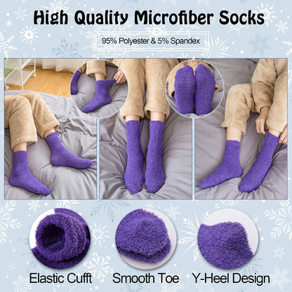 LANLEO 5/6 Pairs Womens Super Soft Fuzzy Plush Warm Winter Home Sleeping Slipper Socks