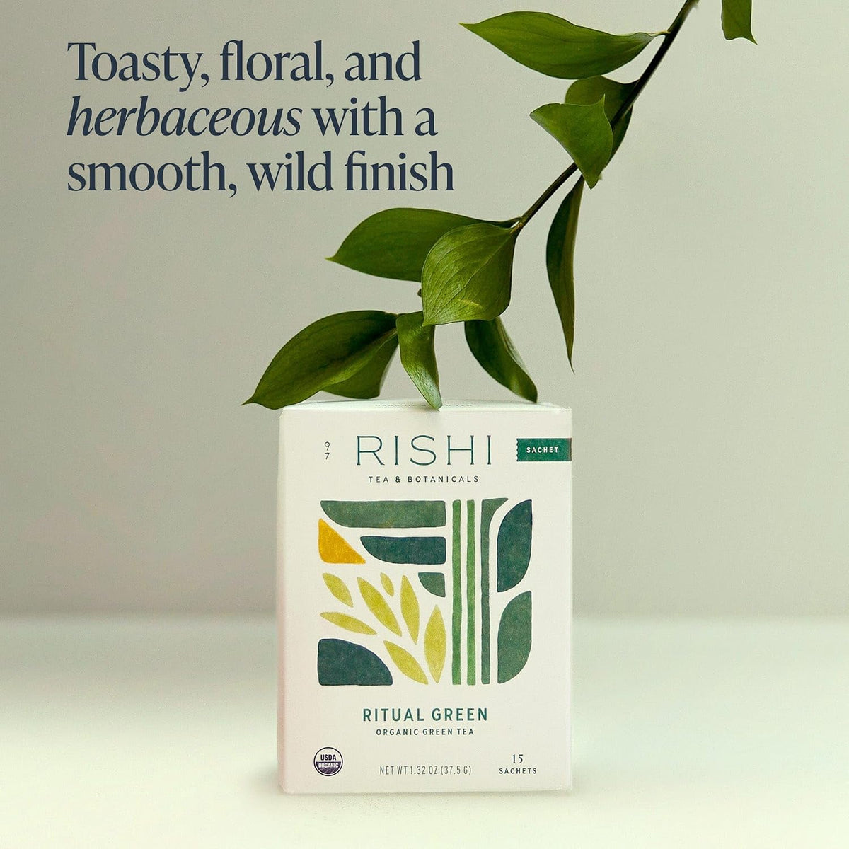 Rishi Tea Ritual Organic Green Tea Sachet Bags, Caffeinated, 15ct