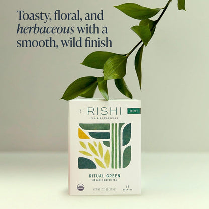 Rishi Tea Ritual Organic Green Tea Sachet Bags, Caffeinated, 15ct