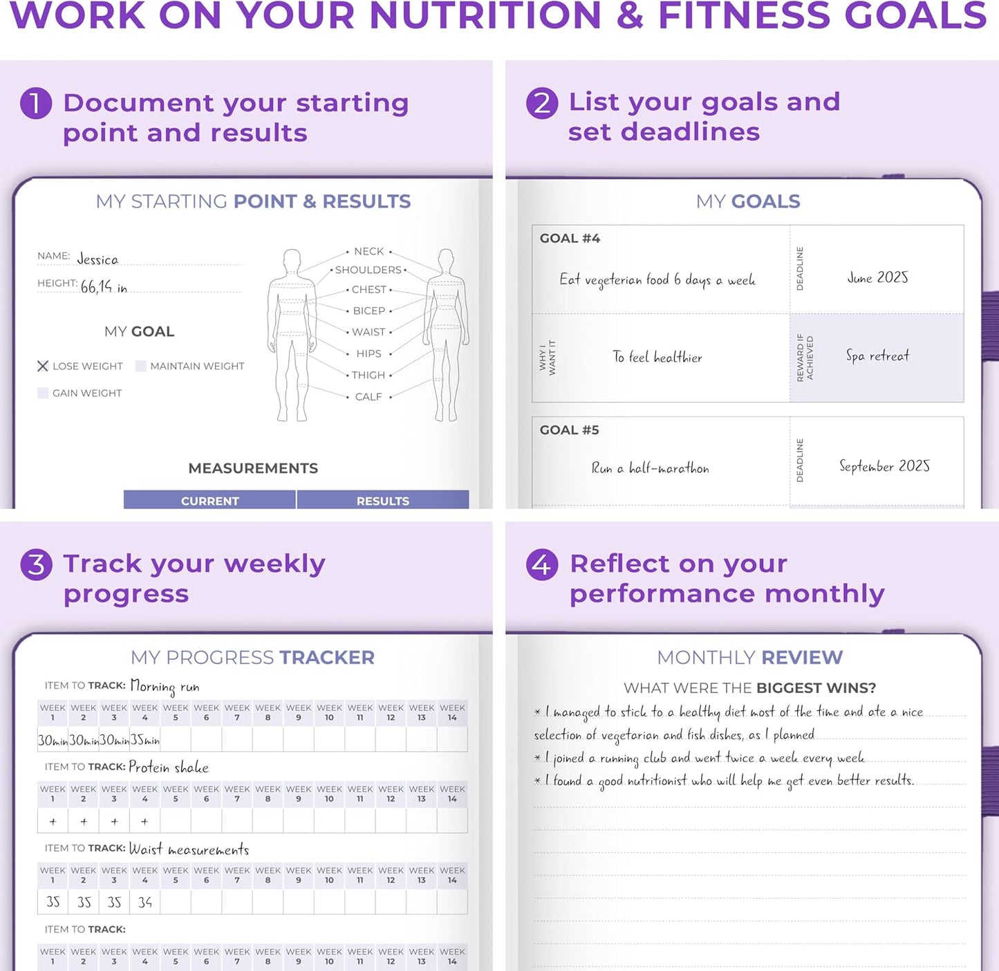 Clever Fox Fitness & Food Journal – Nutrition & Workout Planner for Women & Men – Diet & Gym Exercise Log Book with Calendars, Diet & Training Trackers - Undated, A5 Size, Hardcover (Forest Green)
