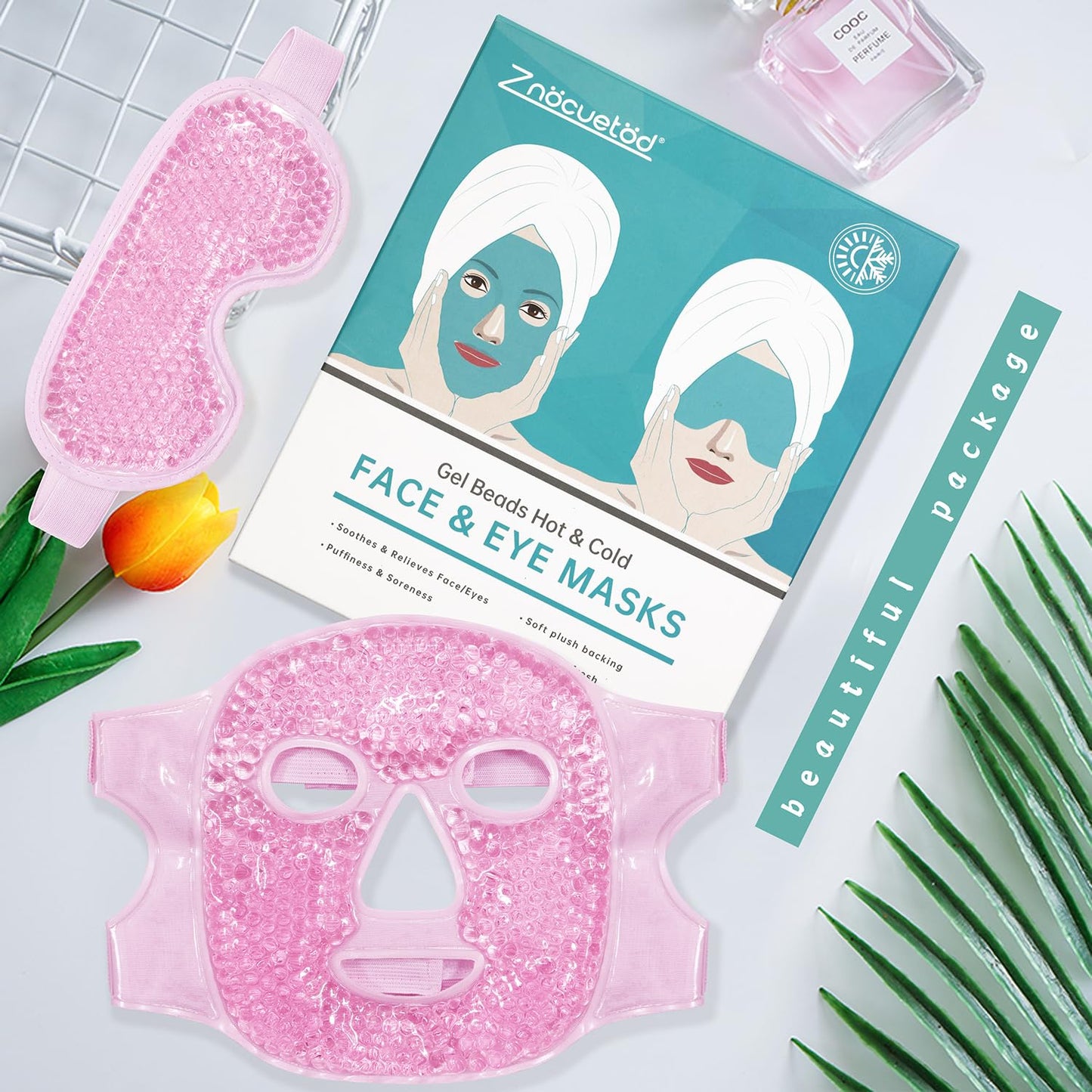 ZNÖCUETÖD Cold Face Ice Mask Facial Ice Pack, Hot Cold Compress for Face