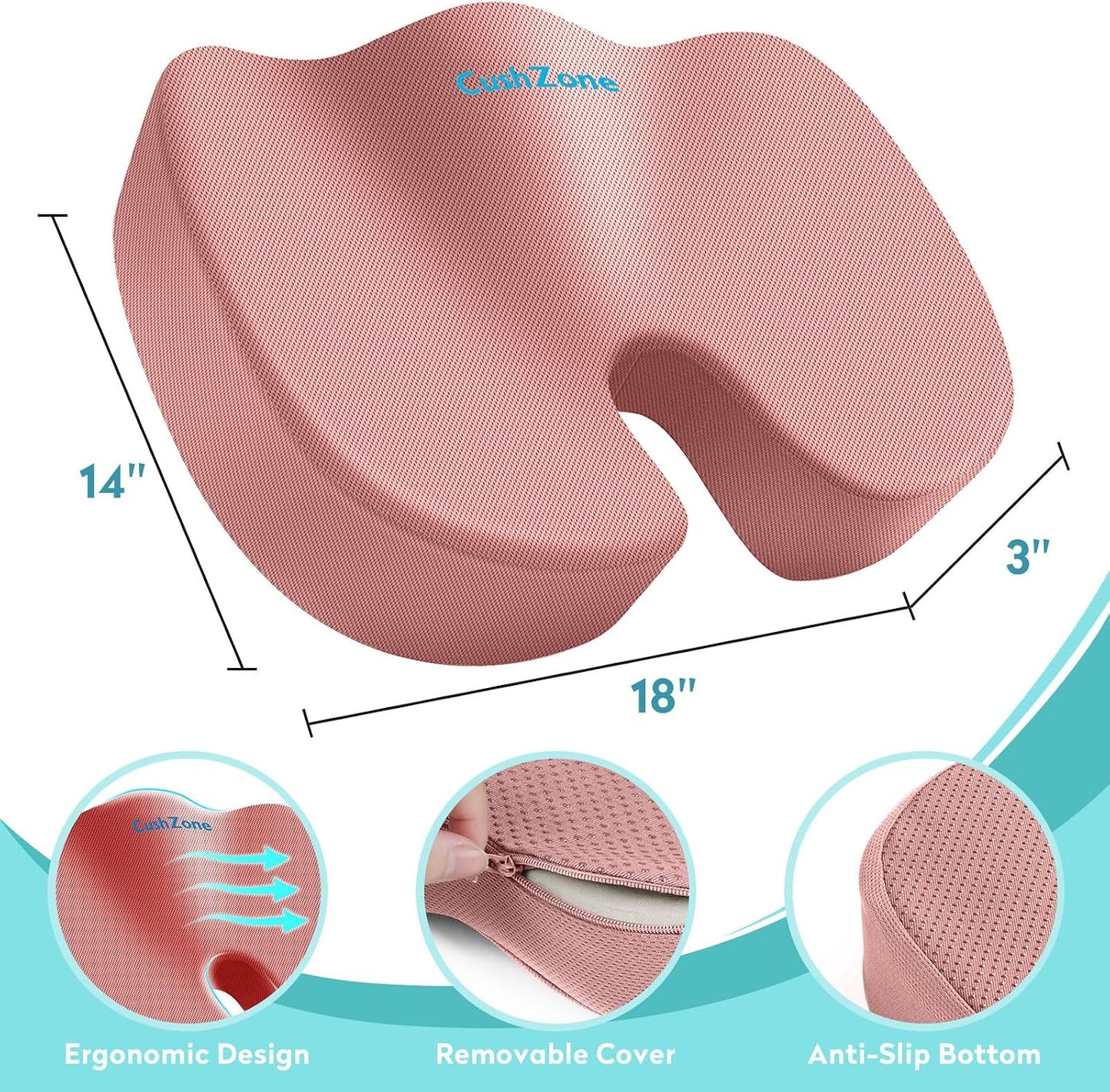Office Chair Seat Cushion, Cooling Gel Enhanced Memory Foam Cushion for Long Sitting - Back, Sciatica, Coccyx, Tailbone Pain Relief Pillow - for Office, Gaming, Car, Wheelchair - Black, Large