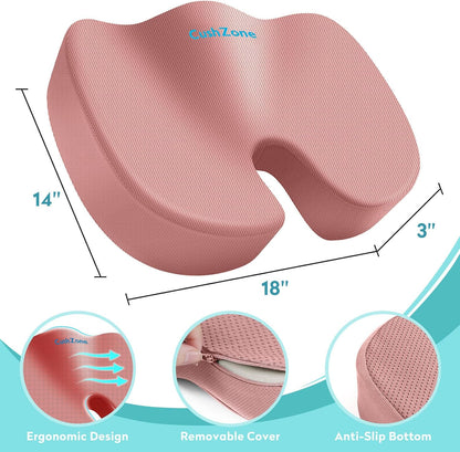 Office Chair Seat Cushion, Cooling Gel Enhanced Memory Foam Cushion for Long Sitting - Back, Sciatica, Coccyx, Tailbone Pain Relief Pillow - for Office, Gaming, Car, Wheelchair - Black, Large