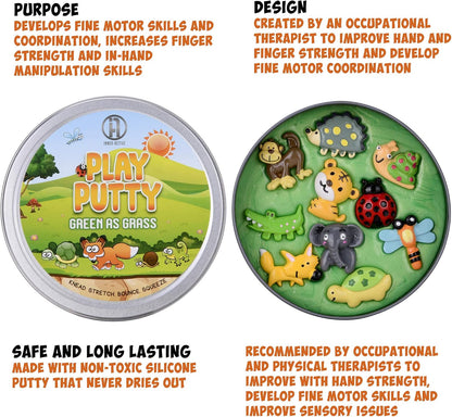 Inner-Active Play Putty Therapy Putty for Kids with Charms Green as Grass Theraputty Medium Resistance, Increase fine Motor Skills and Finger Strength, Occupational Therapy Toys