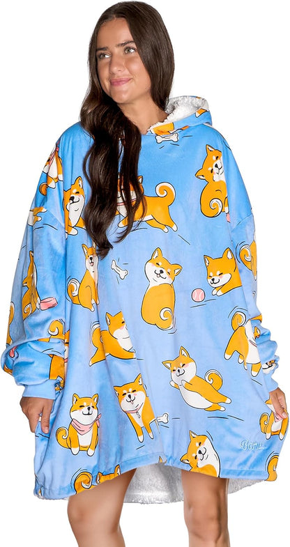 Bare Home Wearable Blanket Hoodie - Soft Plush Sherpa - Warm and Cozy - Oversized Wearable Blanket