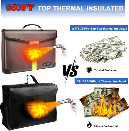 Upgraded Fireproof Money Bag,10 Layers of Heat Insulated Materials 6500°F