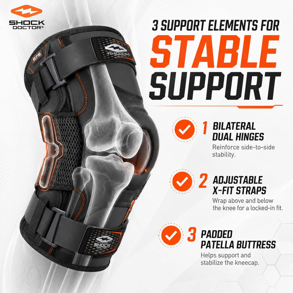 Shock Doctor Knee Brace for Men Hinged Knee Brace for Women, Knee Support