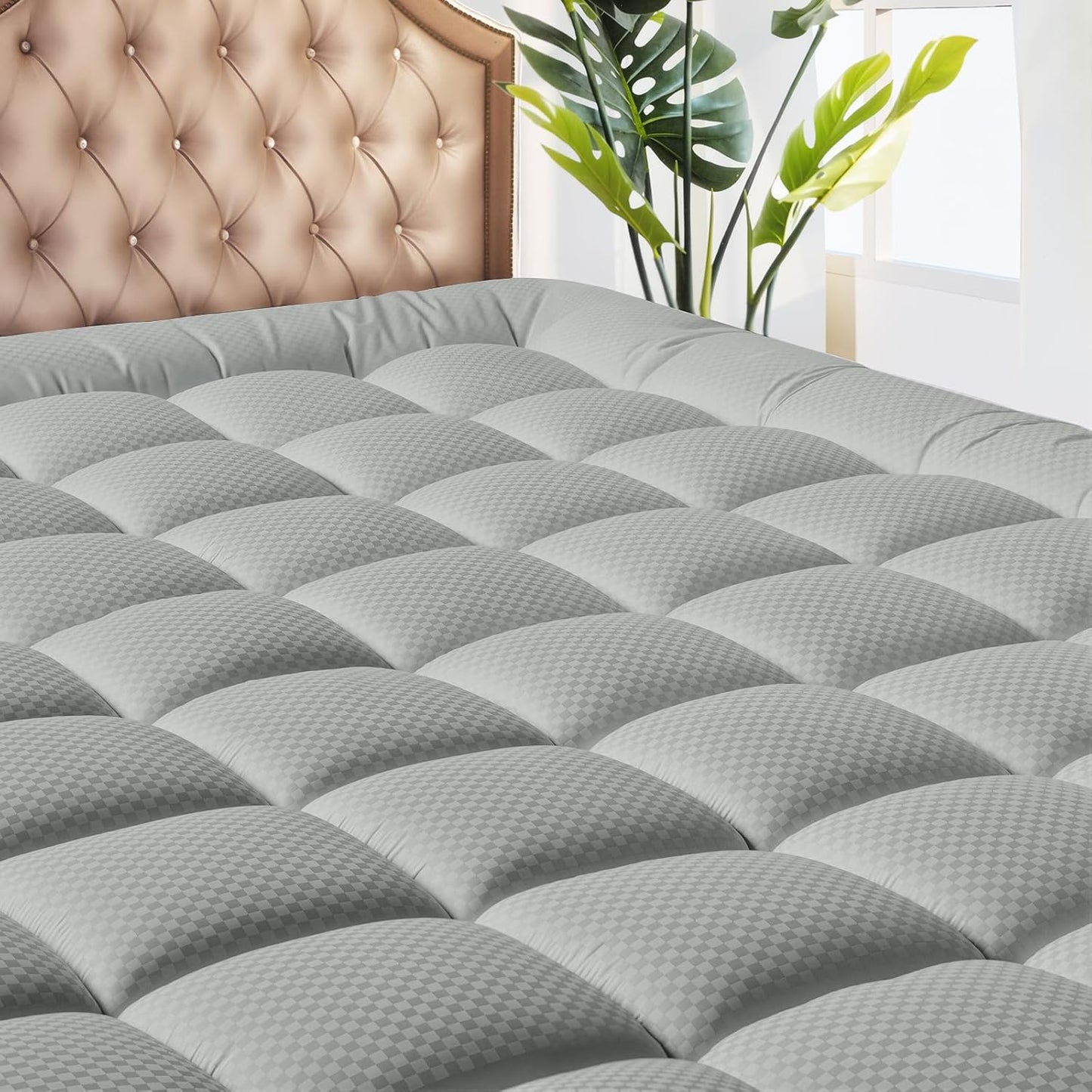 MATBEBY Queen Size Mattress Pad - Cooling Breathable Mattress Topper, Quilted Fitted Mattress Protector, Pillow Top Mattress Cover with 8-21" Deep Pocket, Soft, Machine Washable, White, 60x80 Inches