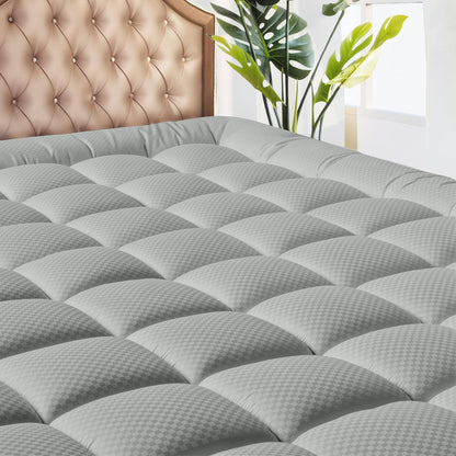 MATBEBY Queen Size Mattress Pad - Cooling Breathable Mattress Topper, Quilted Fitted Mattress Protector, Pillow Top Mattress Cover with 8-21" Deep Pocket, Soft, Machine Washable, White, 60x80 Inches
