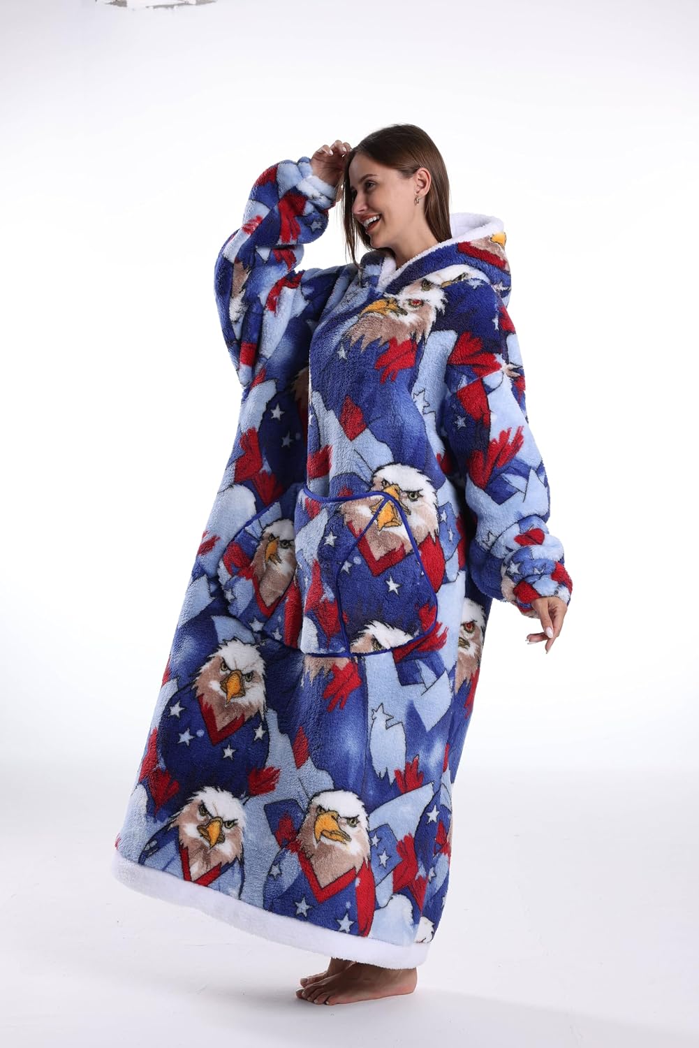 Capecage Blanket Hoodie, Long Hooded Blanket Sweatshirt as Birthday Gifts for Women Men, Long Wearable Blanket for Women Men.