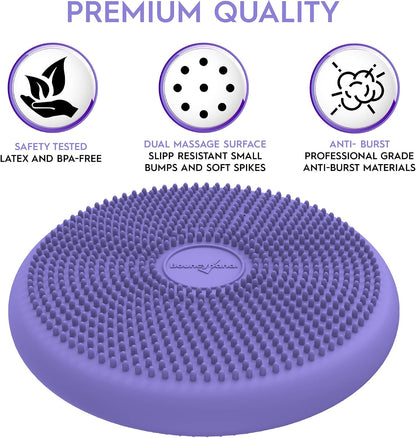 Bouncyband – Wiggle Seat – Purple, 13” D – Large Sensory Cushion for Kids Ages 6-18+ – Promotes Active Learning, Improves Student Productivity, Includes Easy-Inflation Pump