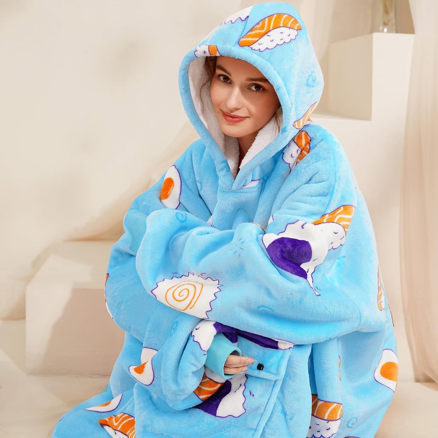 Narecte Cozy Oversized Blanket Hoodie Wearable Blanket Adults Soft Hooded Blanket Hoodie Birthday Gifts for Women Christmas - Colors A