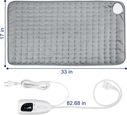 Electric Heating pad with 6 Heat Settings, Auto Shut Off, Dry Electric Heating for Back Neck Knee Arms Legs Shoulder Heat Pads for Christmas Birthday Father Mother's Day (24"X12", Gray Green)
