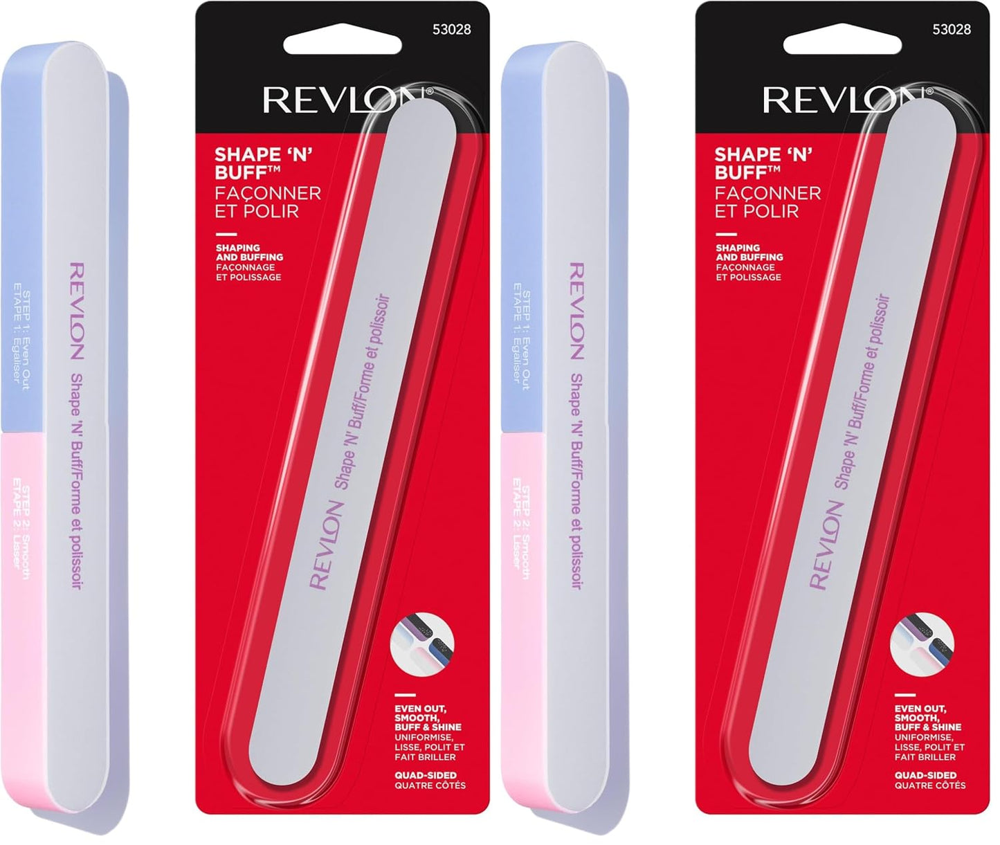Revlon Shape 'N' Buff Nail Buffer Block, All-in-One Manicure Tool for Shaping & Shining Natural Fingernails, 1 Count
