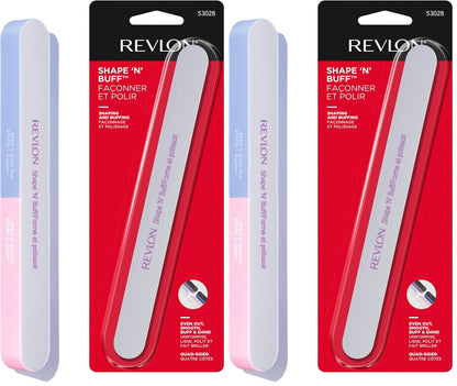 Revlon Shape 'N' Buff Nail Buffer Block, All-in-One Manicure Tool for Shaping & Shining Natural Fingernails, 1 Count