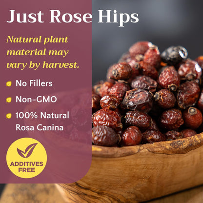 Dried Whole Rose Hips Tea - Natural RoseHip Fruit Herbal Tea Loose, 2 oz