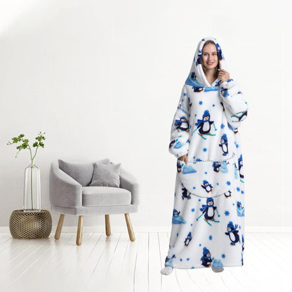 Capecage Blanket Hoodie, Long Hooded Blanket Sweatshirt as Birthday Gifts for Women Men, Long Wearable Blanket for Women Men.