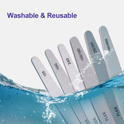 Nail File and Buffer Set, 6 Pcs Professional Nail File Kit for Acrylic and Natural Nails, 100/150/180/220/240/280/1000/4000 Grit Soft Nail Filer Gel Nail Files & buffers Filing Emery Board Home Salon