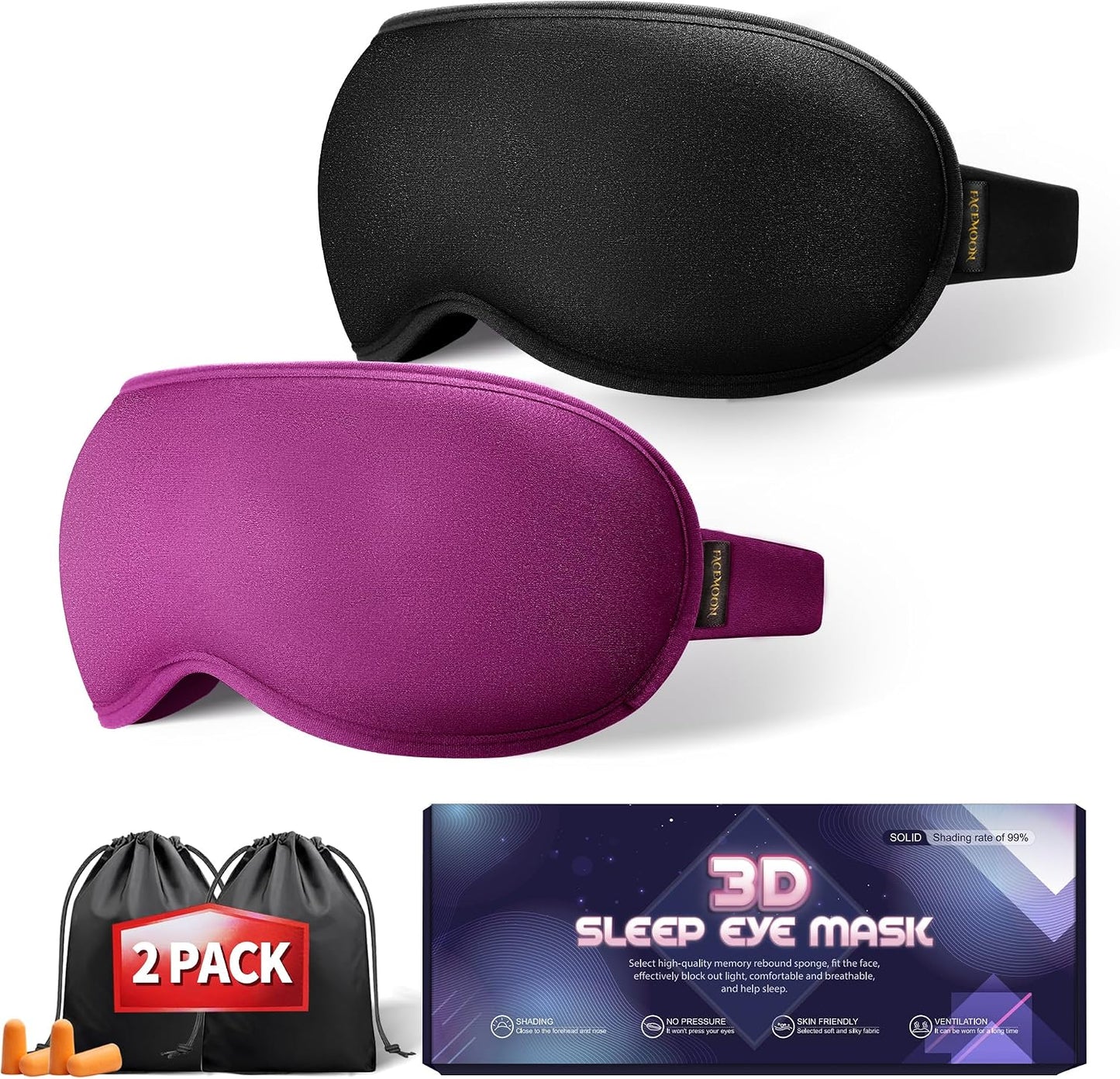 Weighted Blackout Sleep Mask for Men, 3D Contoured Zero Eye Pressure, Lash-Friendly Deep Eye Cups, Adjustable Slide Buckle Strap, Office Nap & Business Travel Essential, Relaxation Gift for Him(Black)