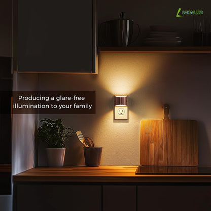 L LOHAS LED Night Light, Night Lights Plug into Wall with Dusk to Dawn Sensor, 3 Brightness Level, 2 Pack, 1600K Amber, White Housing