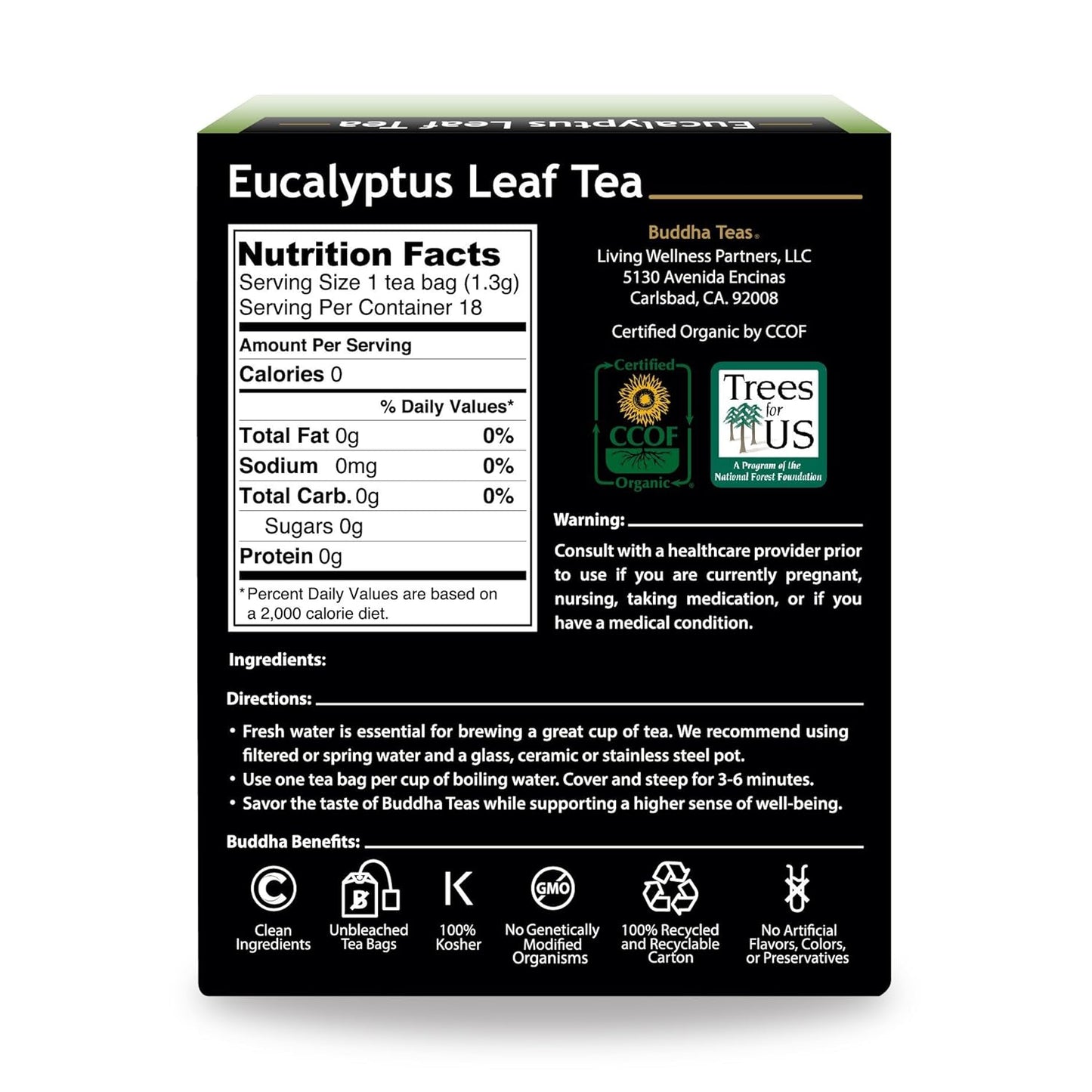 Buddha Teas Organic Lemon Balm - OU Kosher, USDA Organic, CCOF, 18 Bleach-Free Tea Bags