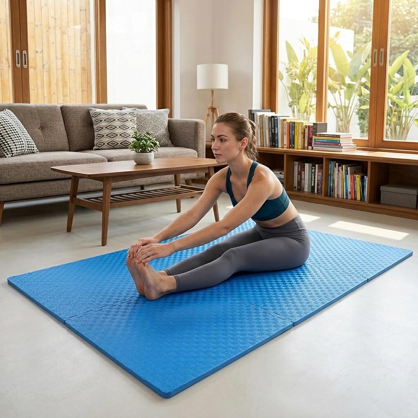 BalanceFrom Puzzle Exercise Mat 1/2" Thick, EVA Interlocking Foam Floor | Tiles for Home Gym, Mat for Home Workout Equipment, Floor Padding for Kids, Black, 24 in x 24 in x 1/2 in, 144 Sq Ft-36 Tiles