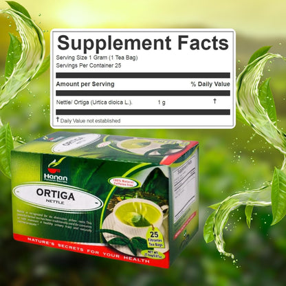Hanan Nettle Tea - 25 Tea Bags of Stinging Nettle Leaf and Root - All-Natural Herbal Tea of Wild Nettles Leaves from Peru