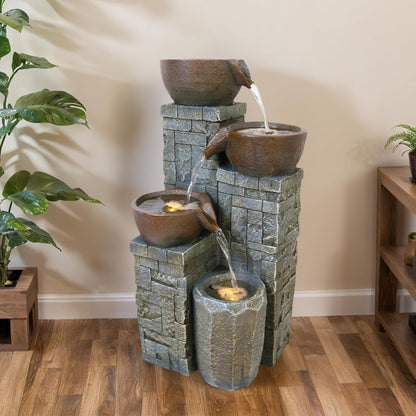 4-Tiered Outdoor Tabletop Water Fountain 17.9”