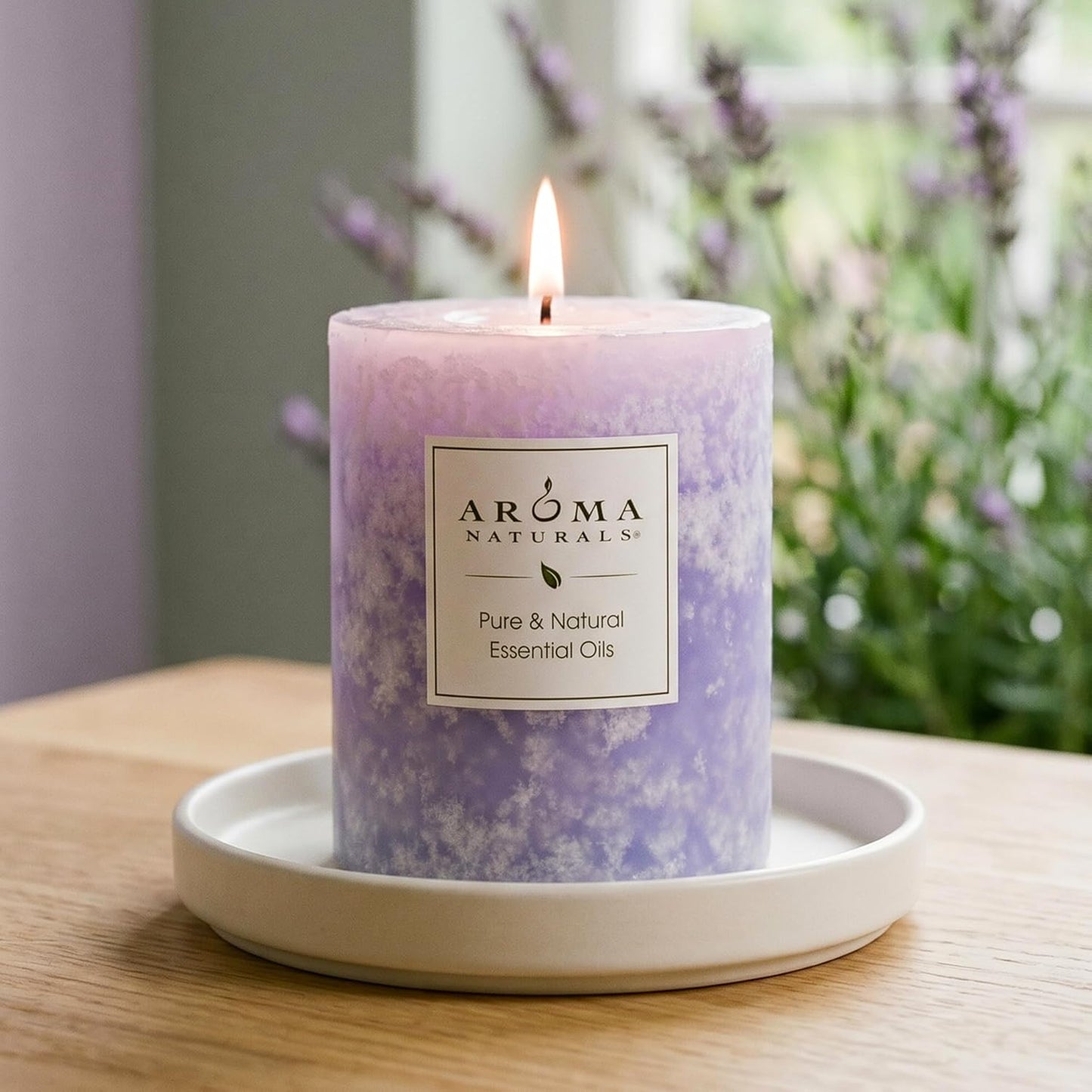 Aroma Naturals Essential Oil Tranquility Pillar Candle, 2.5" x 4", Lavender, 11 Ounce