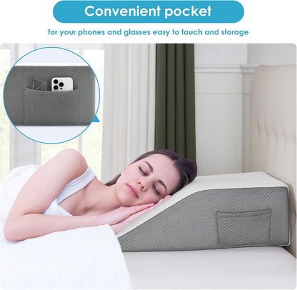 Cozymaker 7.5-inch Bed Wedge Pillow for Sleeping Back Support Pain Relief