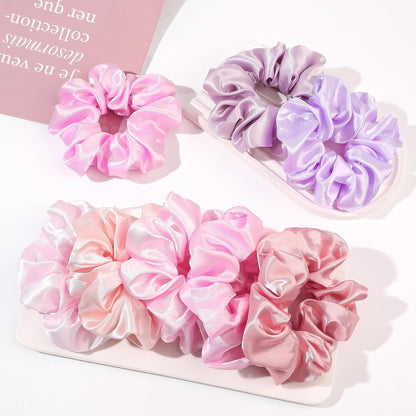 16 Pcs Scrunchies for Women - Black Satin Silk Scrunchies for Girls Hair Ties Elastics Bands Ponytail Holder Hair Accessories