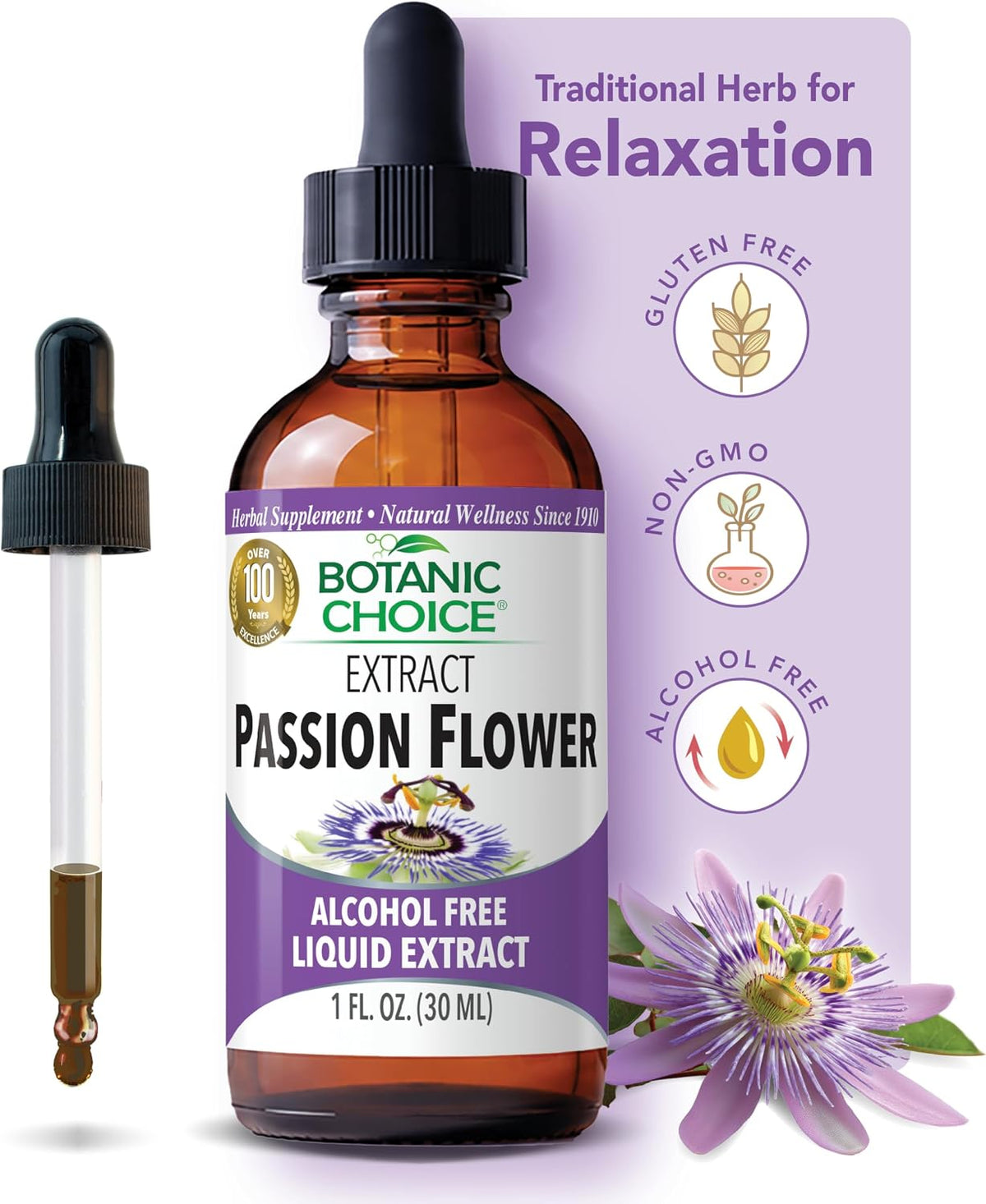 Botanic Choice Passion Flower Liquid Extract, Classic Calming Herb