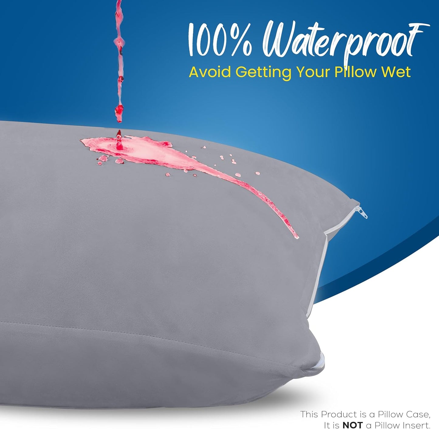 Utopia Bedding Premium 100% Waterproof Pillow Protectors with Zipper Standard Size (Set of 4), Bed Bug and Dust Mite Proof Zippered Pillow Covers, Pillow Encasement Cases, Gray