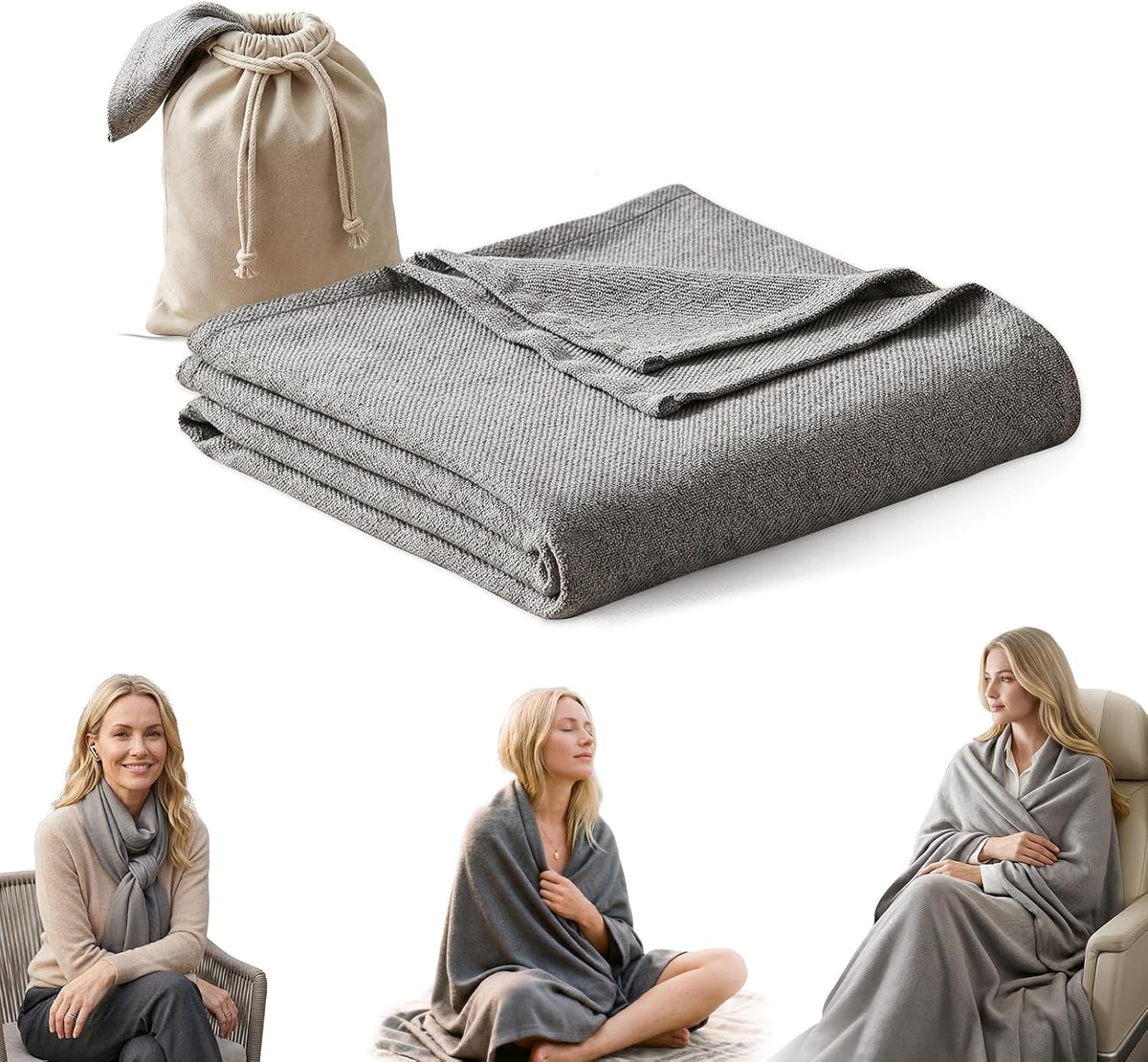 Travel Blanket Airplane - Ultra Soft & Lightweight Knit Design