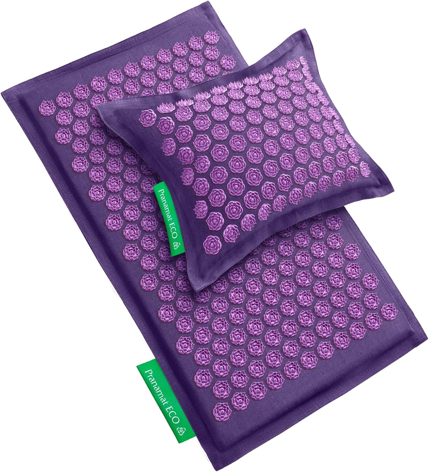 Pranamat Acupressure Large Mat and Pillow Set, Premium Acupressure Therapy for Pain Relief and Relaxation, Handcrafted in Europe with Sustainable and Natural Materials (Obsidian)
