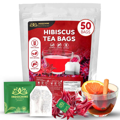 Indochine Blends Hibiscus Tea Bags, 100% Pure Hibiscus Flower