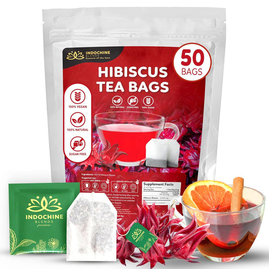 Indochine Blends Hibiscus Tea Bags, 100% Pure Hibiscus Flower