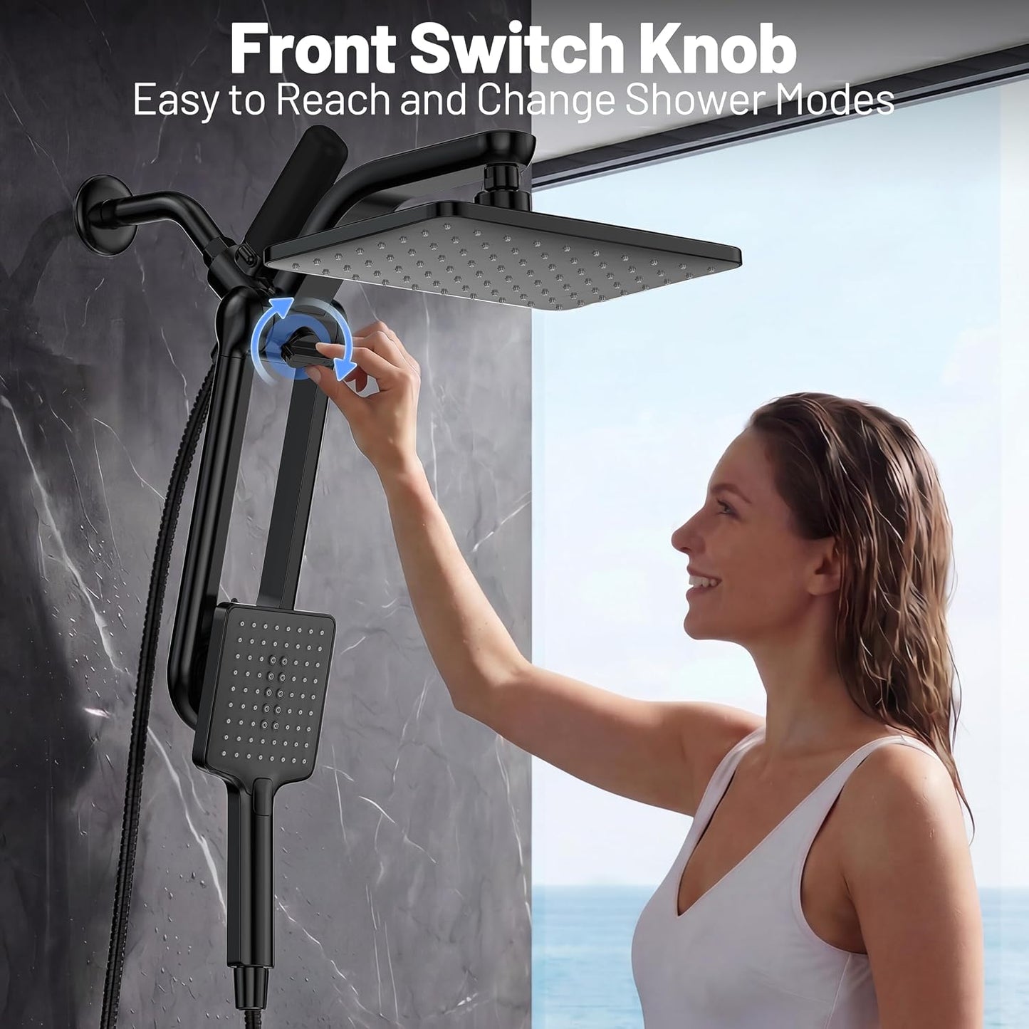 Dual Filtered Rainfall Handheld Showerhead Spray Combo with 7 Modes