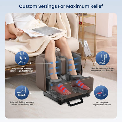 COMFIER 2 in 1 FSA Foot Massager Machine, HSA Shiatsu Foot and Calf Massager with Heat,Kneading,Vibration,Compression Massagers for Feet Health,Ankle & Leg Tired, Plantar Fasclitis,Gift for Men Women