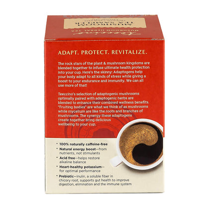 Teeccino Mushroom Herbal Tea - Mushroom Adaptogen Tea Sampler - 12 Tea Bags - Support Your Health With Mushrooms and Adaptogenic Herbs, Prebiotic, Caffeine Free, Acid Free