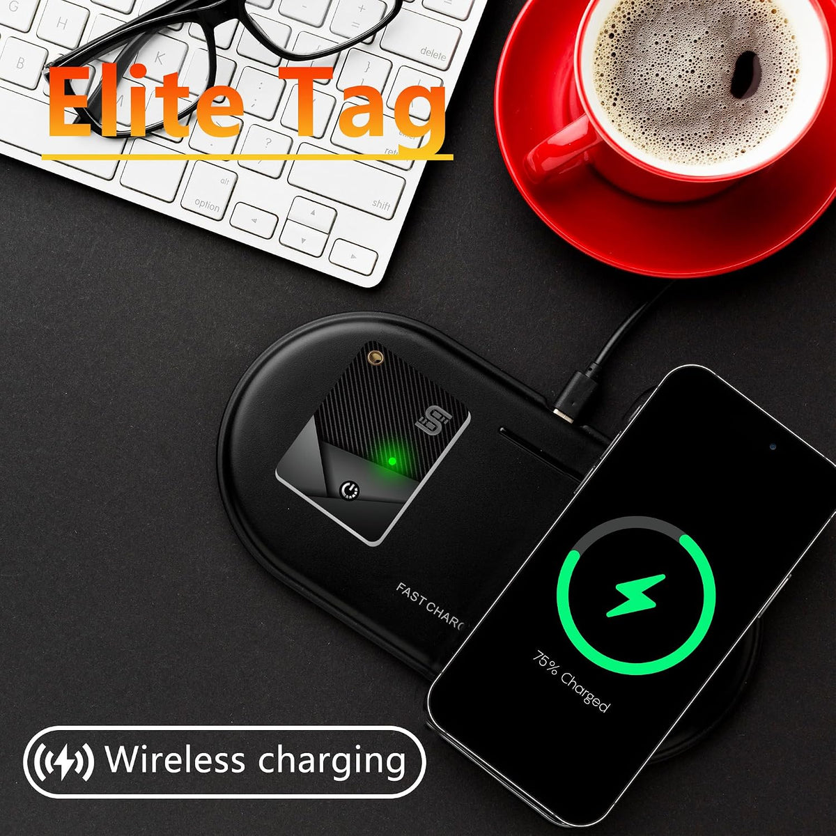SEINXON Wallet Tracker (iOS Only) IP68 Thin Item Finder Card Luggage Located Bluetooth Works with Apple Find My APP & Network - Wireless Charger (Slim)