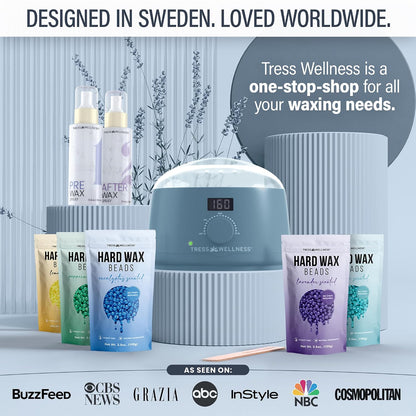 Tress Wellness Award Winning Waxing Kit for Sensitive Skin, Safe for Face & Skin, Easy to Use, At-Home Kit for Face, Bikini, Brazilian & Full Body - Digital Display, Black Purple Flower