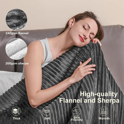 Tefici Heated Blanket Throw 50"x60", Ultra Soft 2-Layer Flannel Electric Blanket, for Home Office Sofa,3 Heat Settings, 4H Auto Off, ETL FCC Certified, Overheat Protection, Machine Washable, Camel