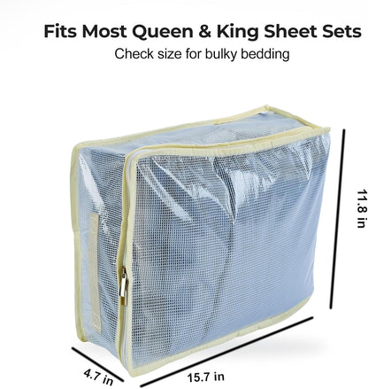 Clear Bed Sheet Organizer Bags for Linen Closet 6 Pack